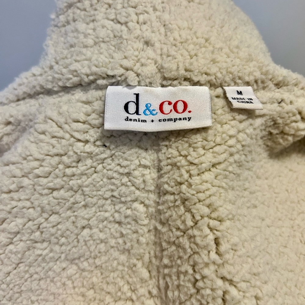 Sherpa Lined Faux Suede Vest Taupe | d&co Button Front Cozy Layering Vest M - Picture 5 of 8